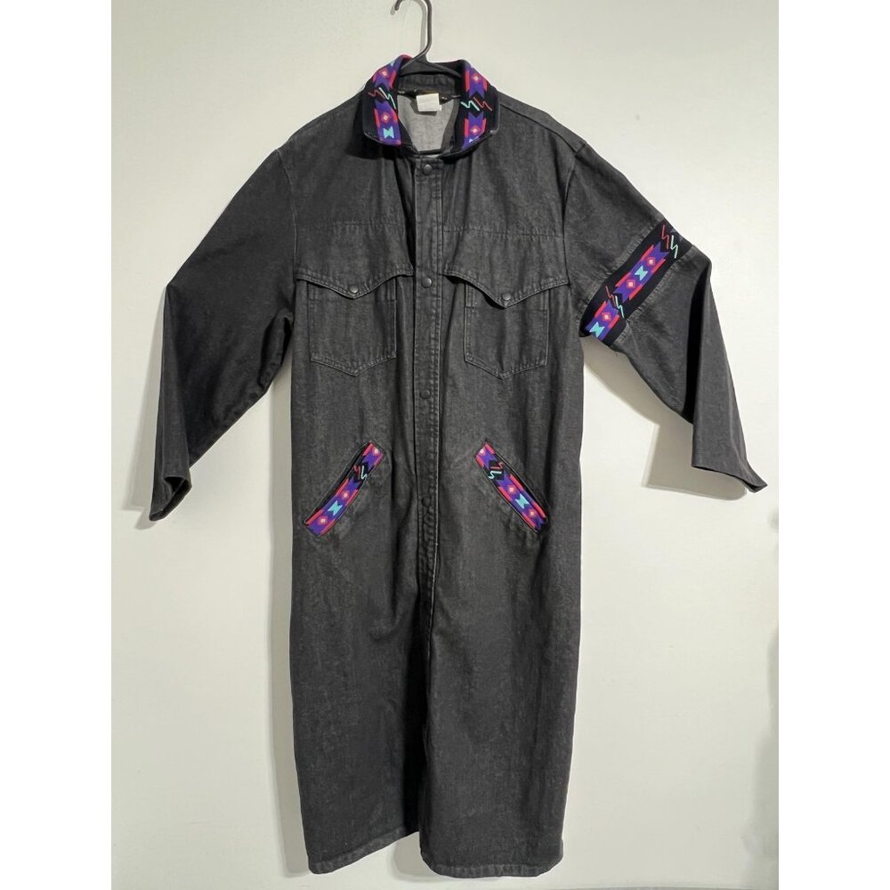 Vintage David James Coat Mens XXLarge Denim Duster Southwestern Made USA 90s